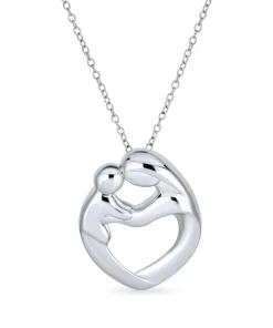 Mother and Child Heart Pendant (Silver)